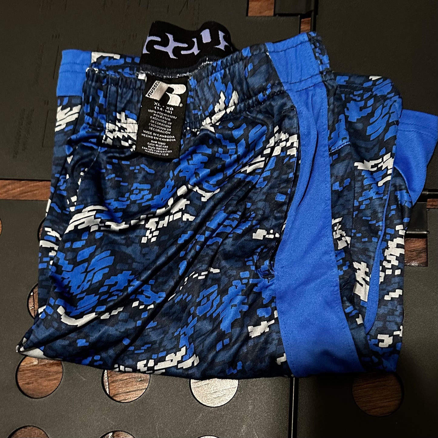 Russel blue shorts with pattern - Youth XL