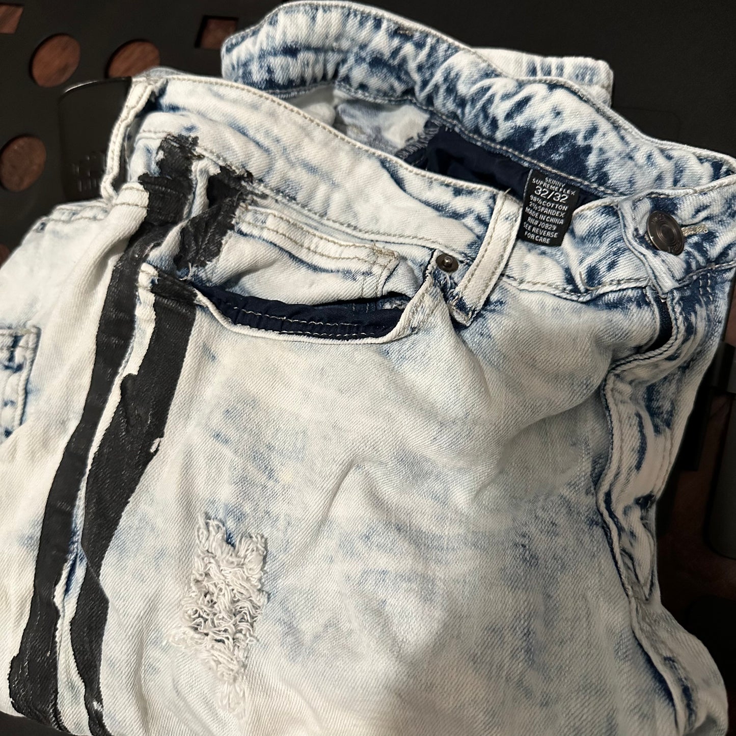 Rue21 Light Blue Skinny Supreme Flex Black Side Striped Moto Jeans 32/32