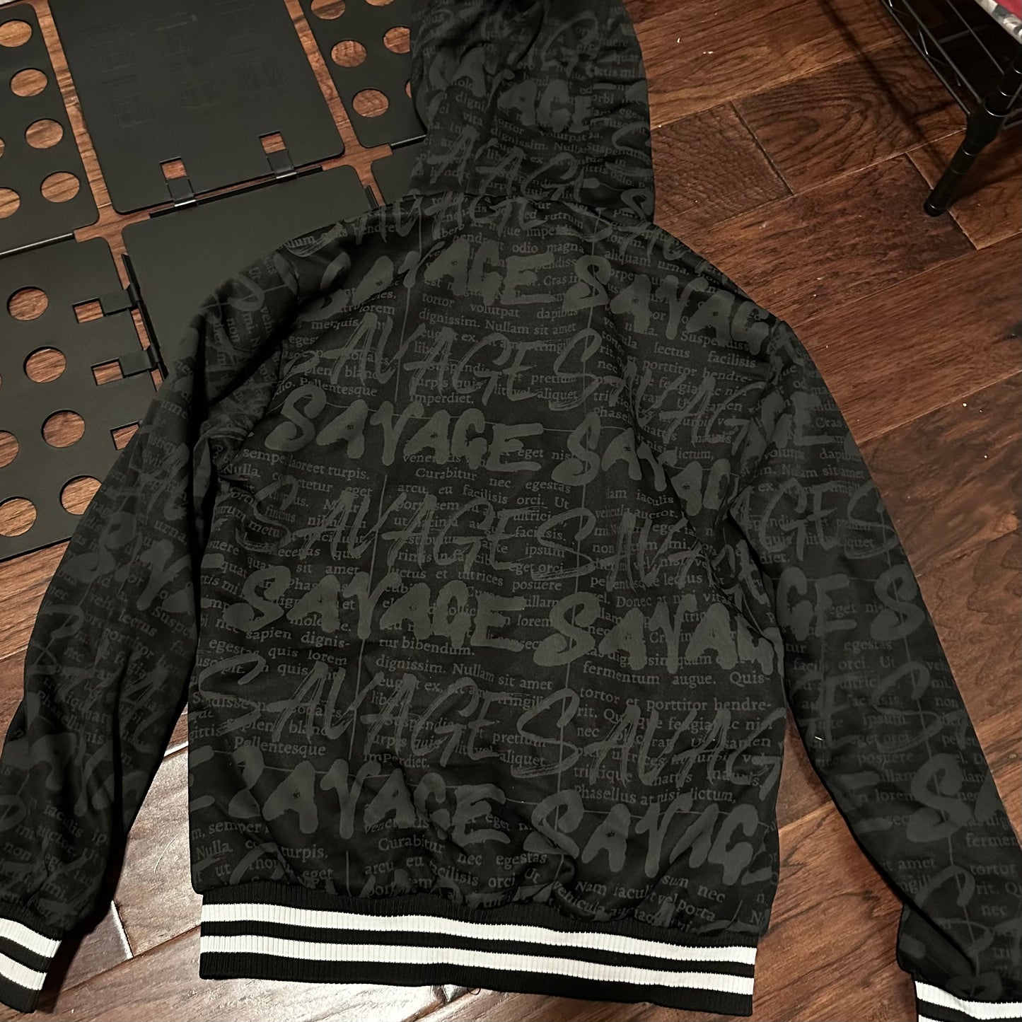 Encrypted black hoodie with salvage logo - Small