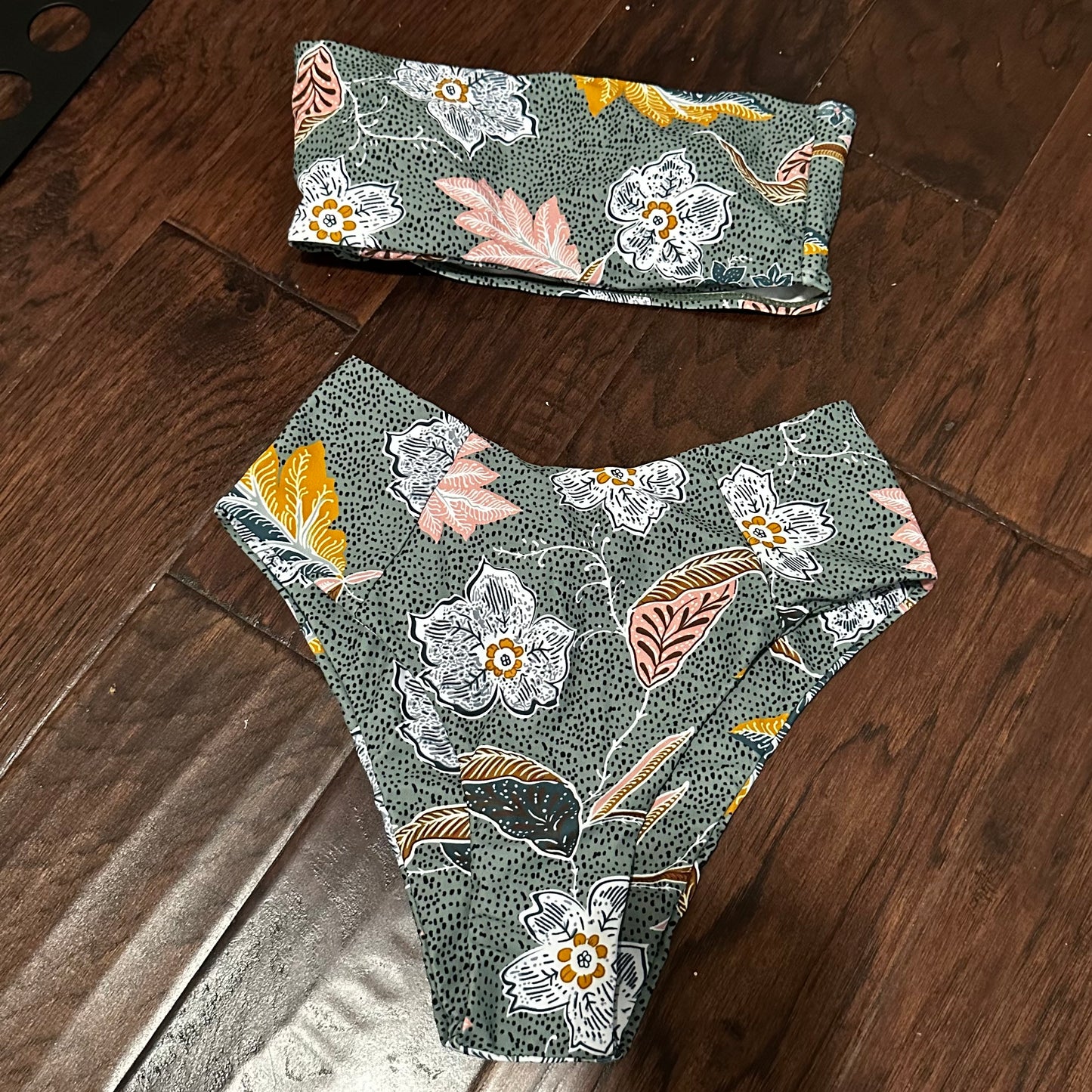 Green Floral Bathing Suit - Small