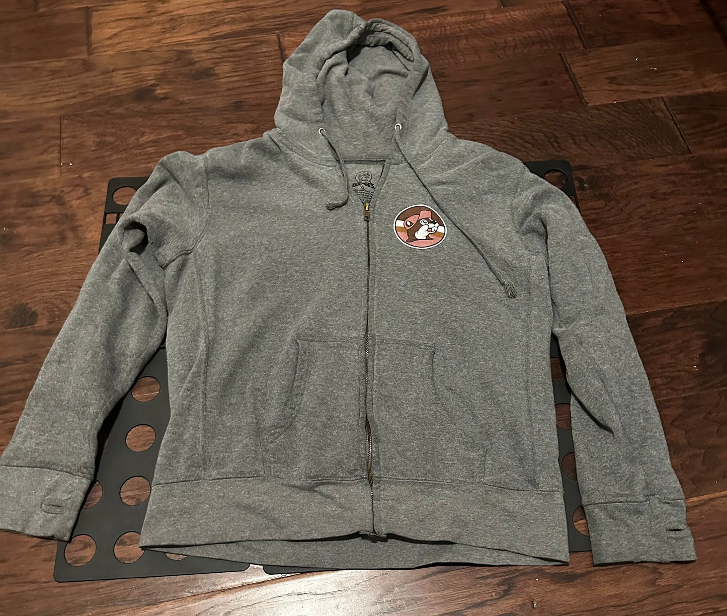 Buc-ee’s Grey sweater full zip up XL