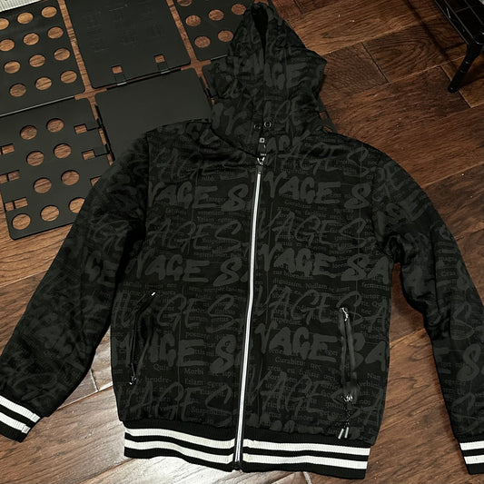 Encrypted black hoodie with salvage logo - Small