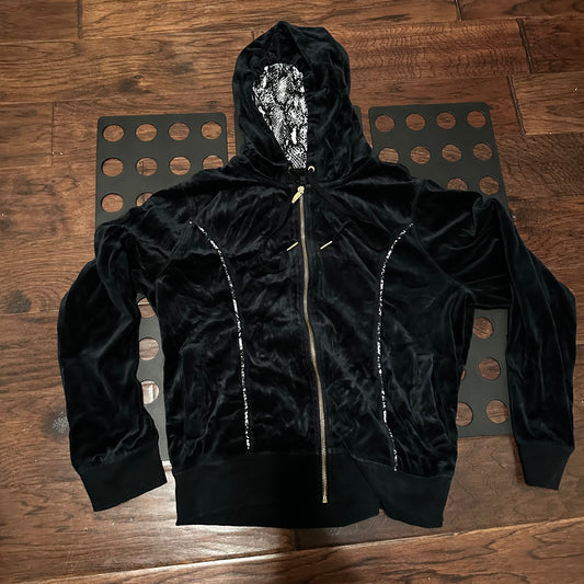 Calvin Klein Velvet black Zip up hoodie XL