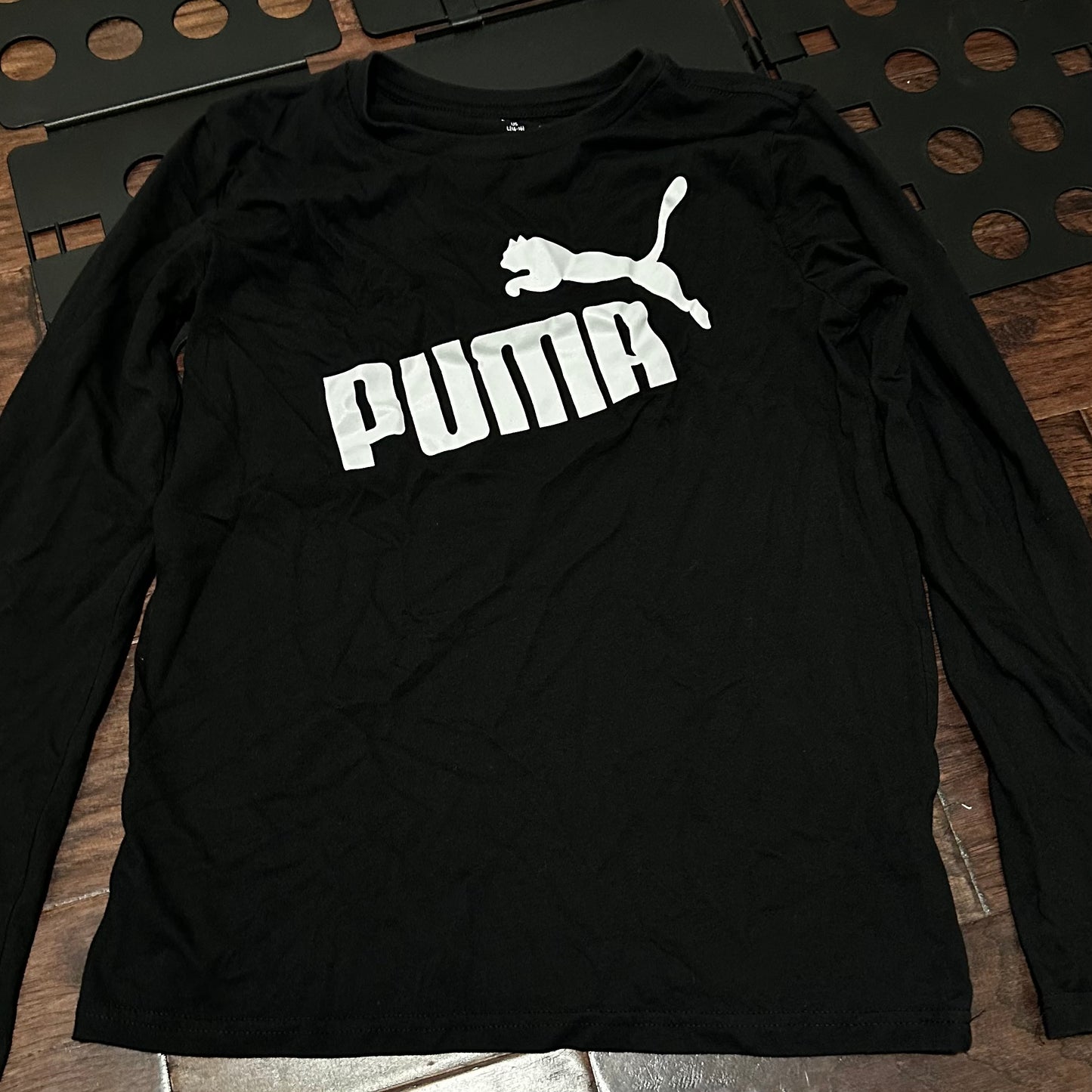 Puma Men's Long Sleeve Logo Crewneck Graphic Tee - Black - Youth Large