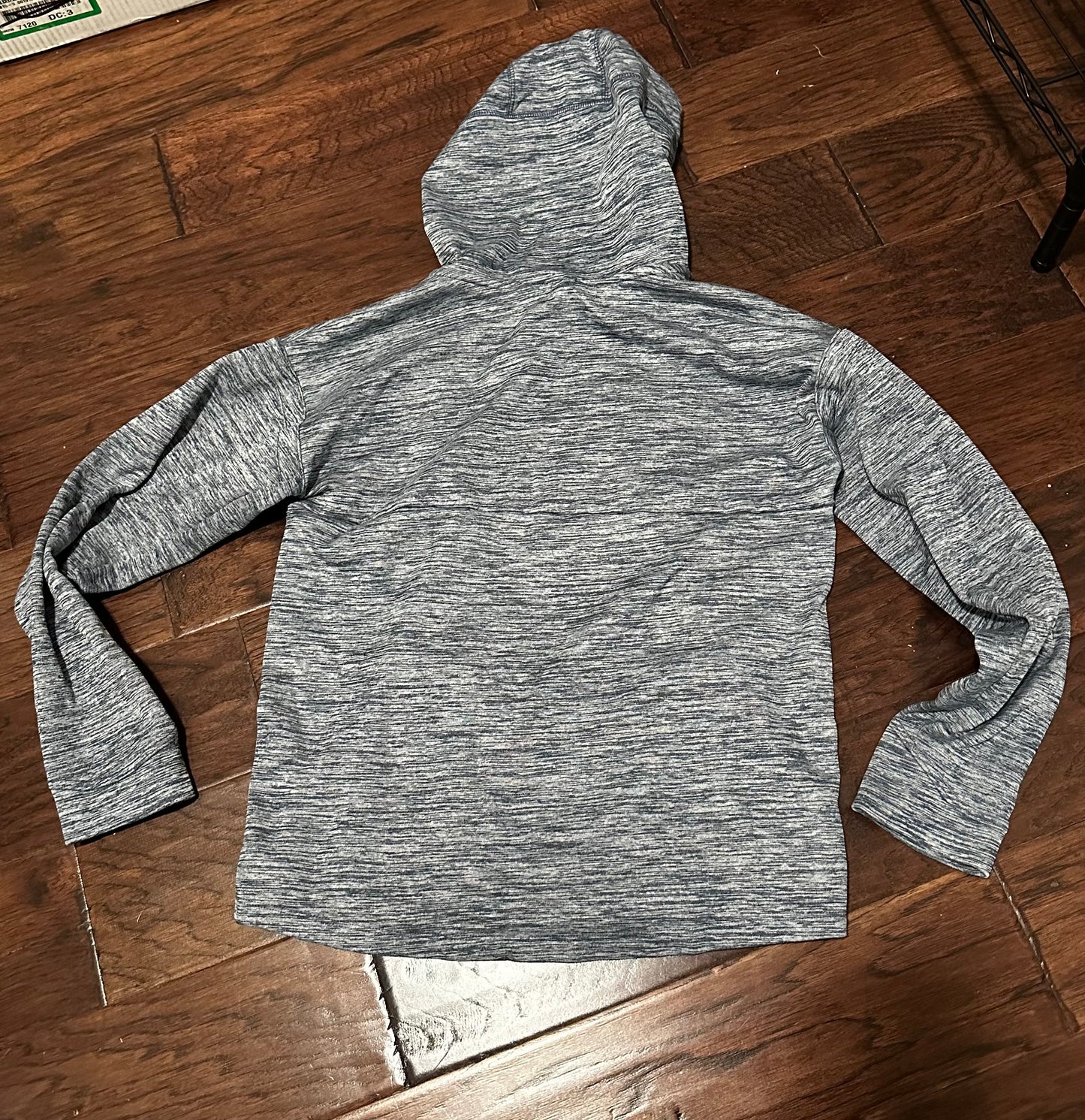 Nike Grey Striped Swoosh Hoodie - Youth Large