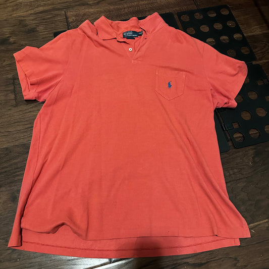 Polo Ralph Lauren Polo Shirt Salmon Custom Slim Fit Pony Logo Cotton - XL