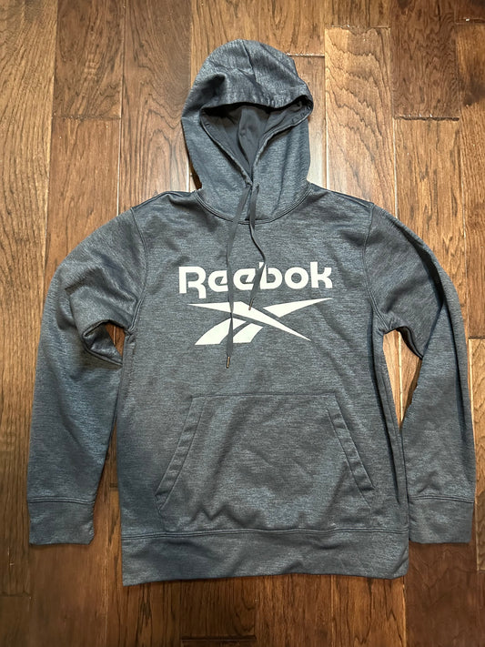 Reebok Sweater Gray White Outdoors Athletic Hoodie Sweatshirt - Medium